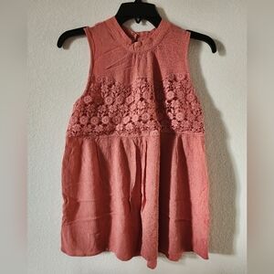 Y2K Star Scene Los Angeles Tank Top Coral Lace Top Size Large